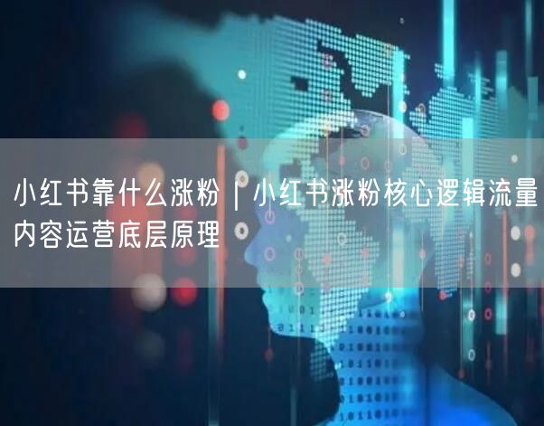 小红书靠什么涨粉｜小红书涨粉核心逻辑流量内容运营底层原理