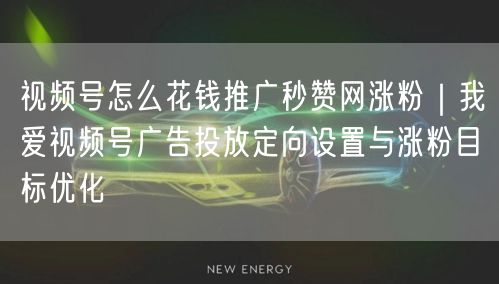 视频号怎么花钱推广秒赞网涨粉｜我爱视频号广告投放定向设置与涨粉目标优化