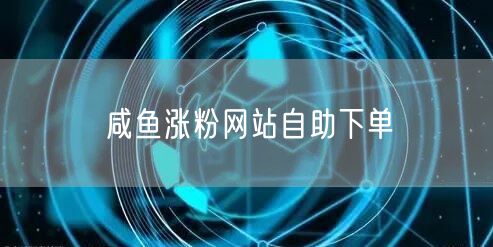 咸鱼涨粉网站自助下单
