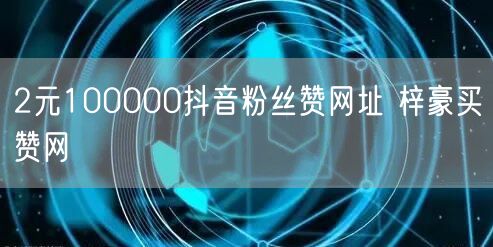 2元100000抖音粉丝赞网址 梓豪买赞网