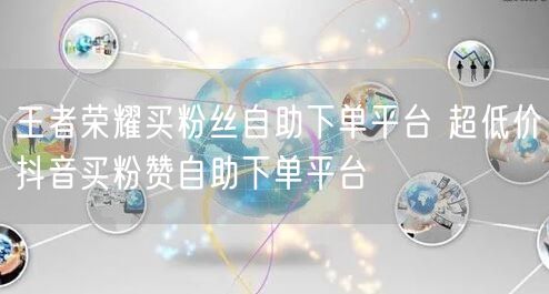 王者荣耀买粉丝自助下单平台 超低价抖音买粉赞自助下单平台